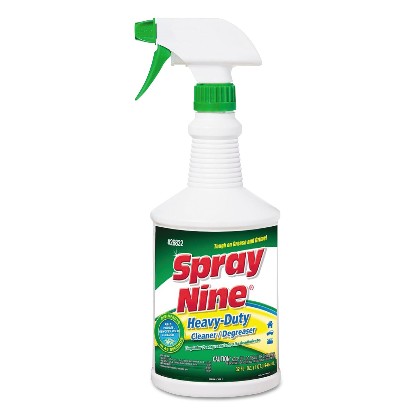 Spray Nine Heavy Duty Cleaner/Degreaser/Disinfectant, Citrus Scent, 32 oz Trigger Spray Bottle (26832)