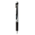 Pentel EnerGel RTX Gel Pen, Retractable, Medium 0.7 mm, Black Ink, Black/Silver Barrel, Dozen (BL77PC12A1)