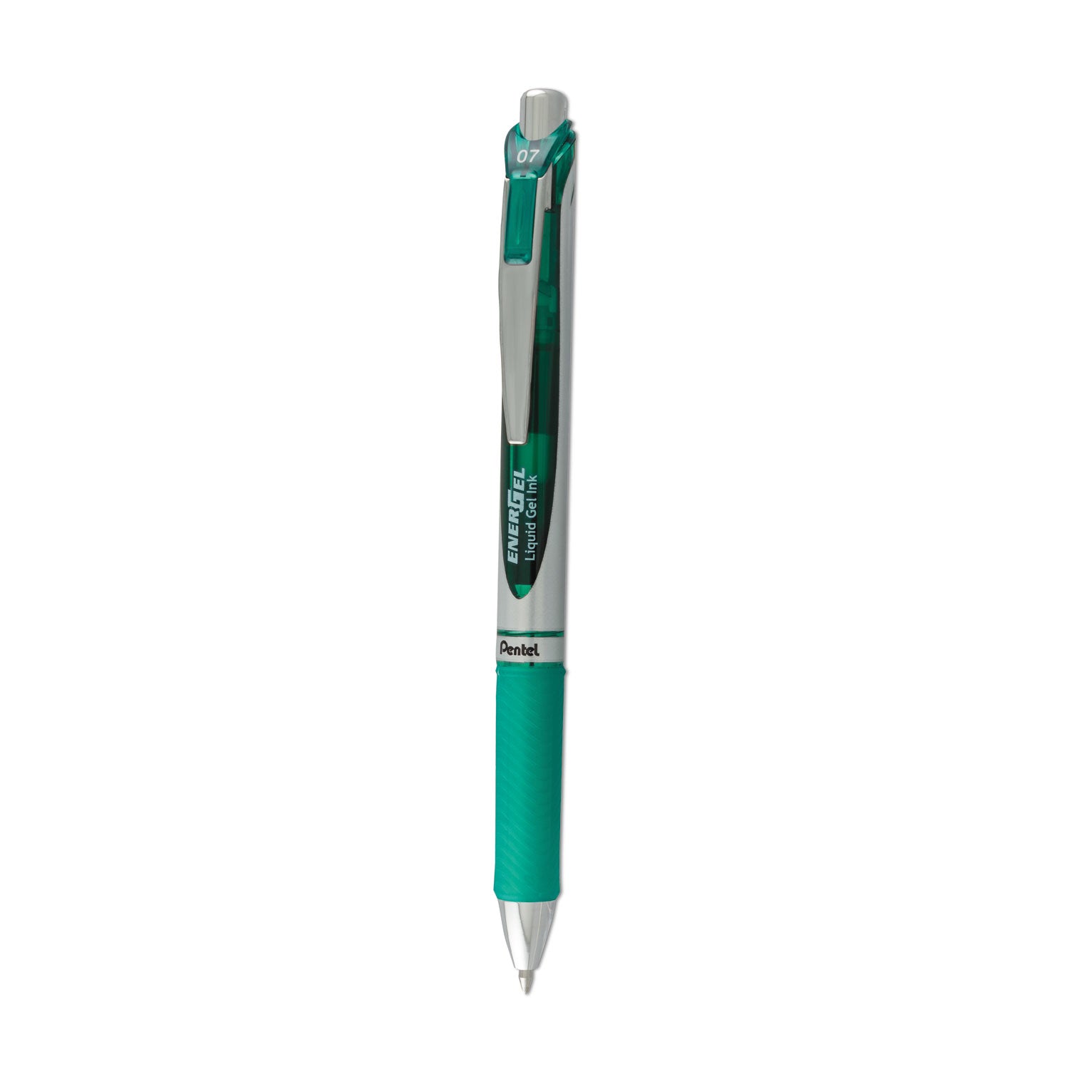 Pentel EnerGel RTX Gel Pen, Retractable, Medium 0.7 mm, Green Ink, Green/Gray Barrel (BL77D)