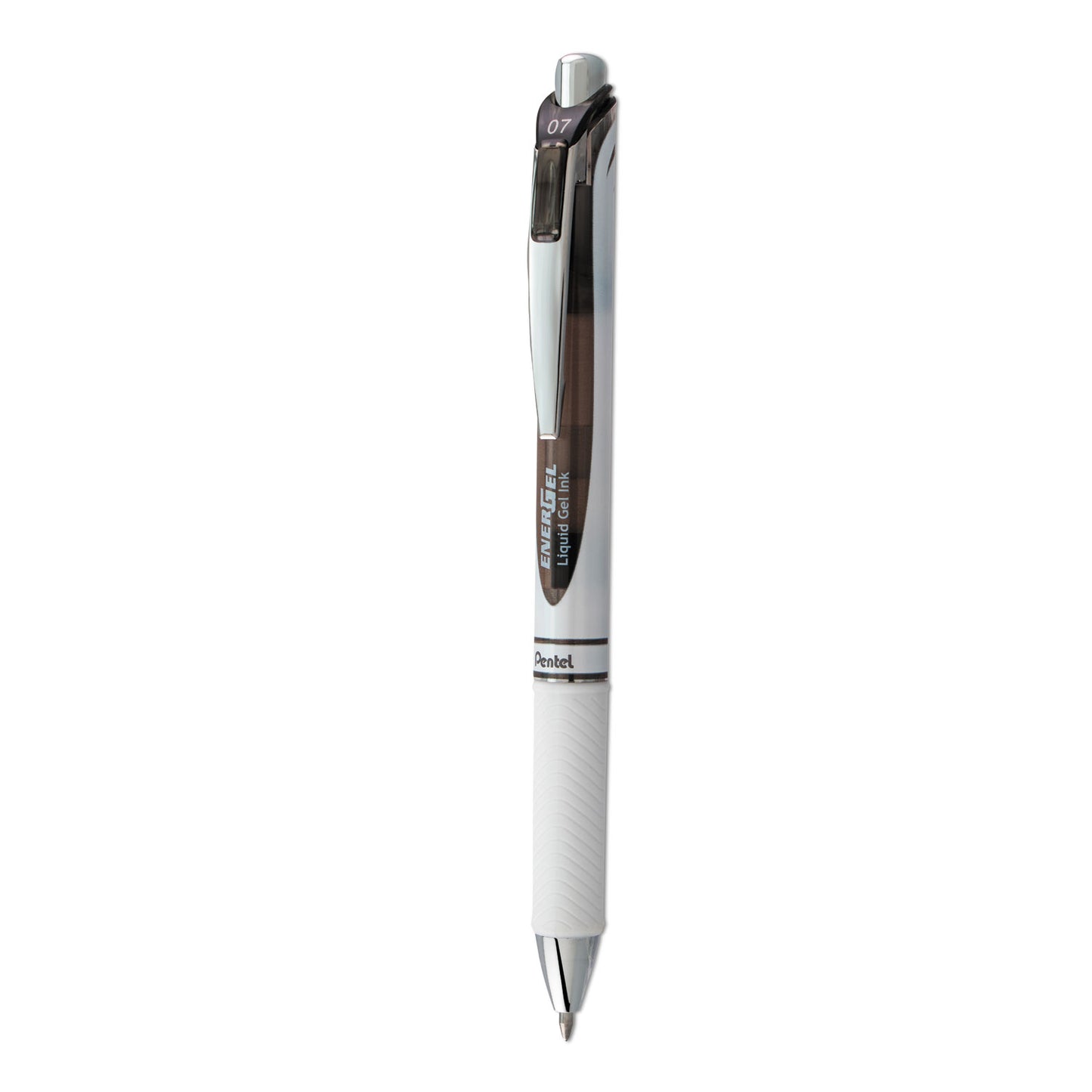 Pentel EnerGel RTX Gel Pen, Retractable, Medium 0.7 mm, Black Ink, Smoke/Gray Barrel (BL77PWA)