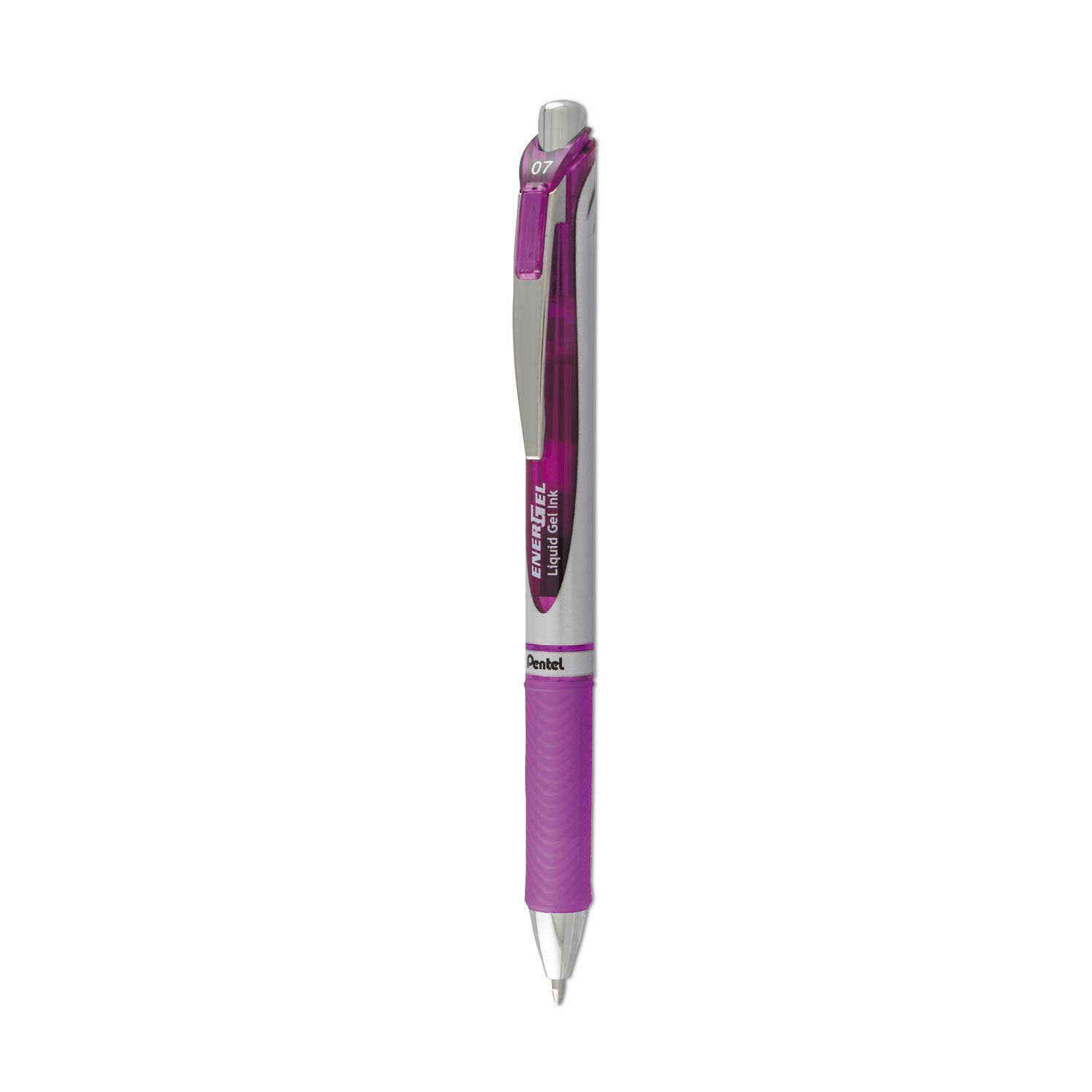 Pentel EnerGel RTX Gel Pen, Retractable, Medium 0.7 mm, Violet Ink, Violet/Gray Barrel (BL77V)