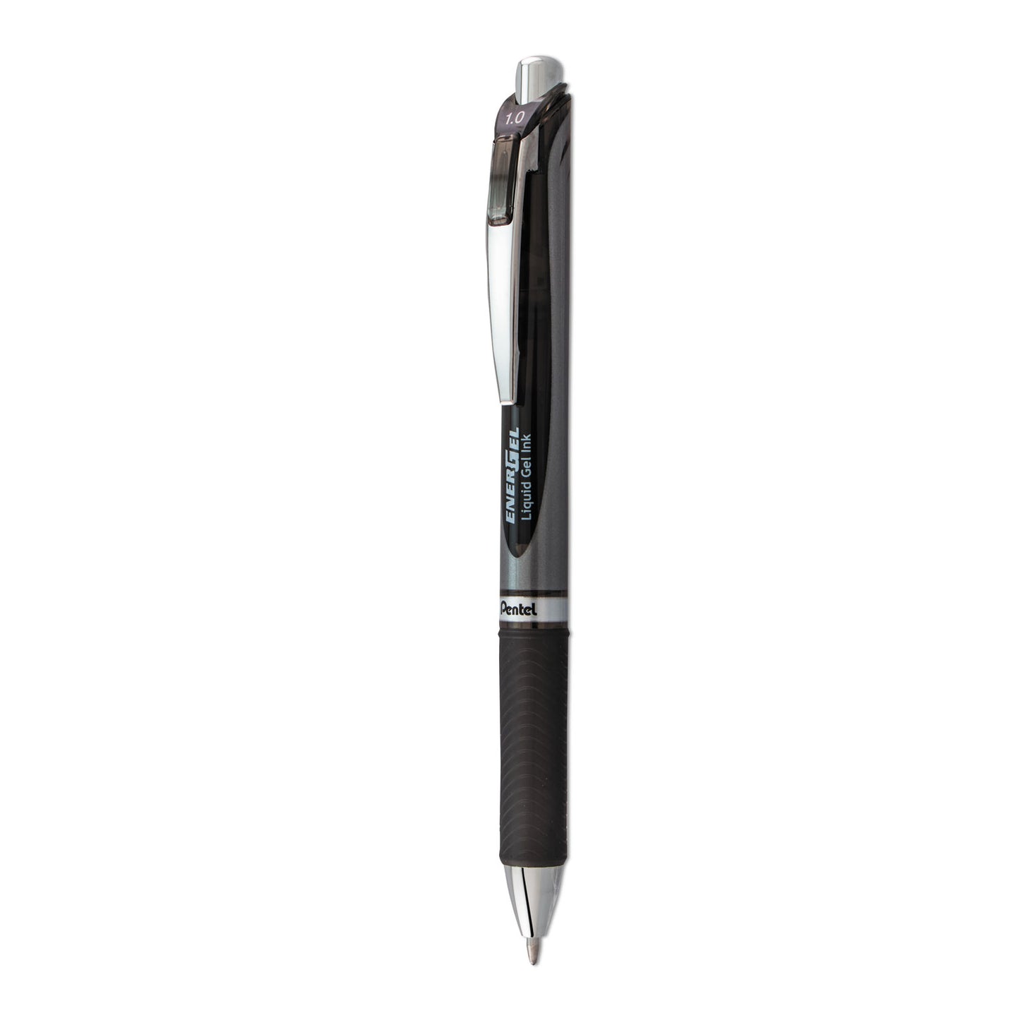 Pentel EnerGel RTX Gel Pen, Retractable, Bold 1 mm, Black Ink, Black/Gray Barrel (BL80A)