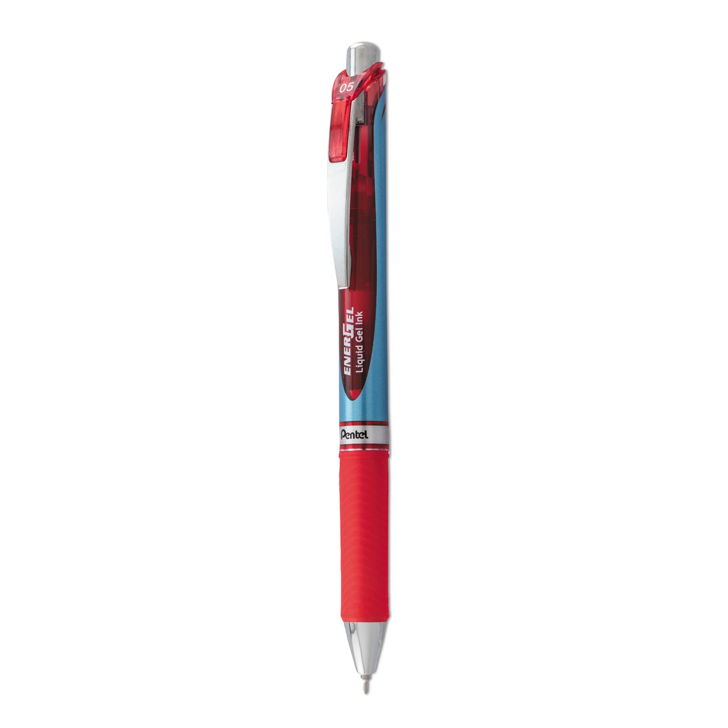 Pentel EnerGel RTX Gel Pen, Retractable, Fine 0.5 mm Needle Tip, Red Ink, Red/Blue Barrel (BLN75B)