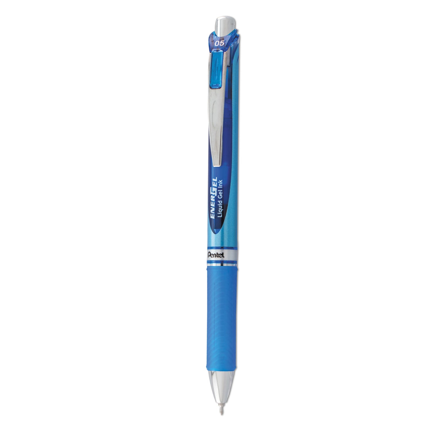 Pentel EnerGel RTX Gel Pen, Retractable, Fine 0.5 mm Needle Tip, Blue Ink, Blue/Light Blue Barrel (BLN75C)