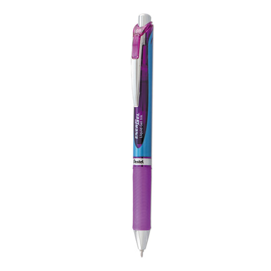 Pentel EnerGel RTX Gel Pen, Retractable, Fine 0.5 mm Needle Tip, Violet Ink, Violet/Blue Barrel (BLN75V)