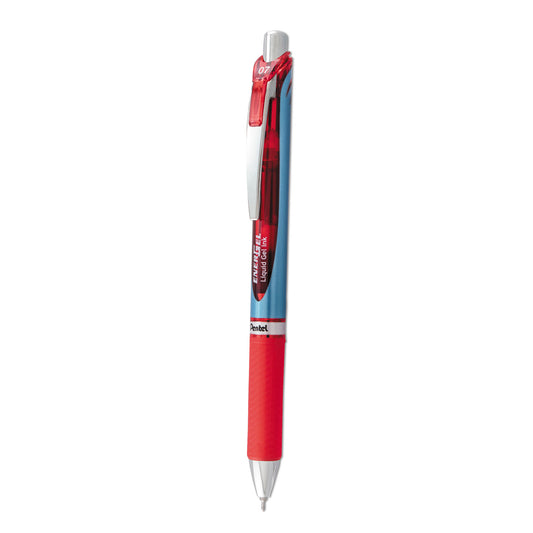 Pentel EnerGel RTX Gel Pen, Retractable, Medium 0.7 mm Needle Tip, Red Ink, Red/Blue Barrel (BLN77B)