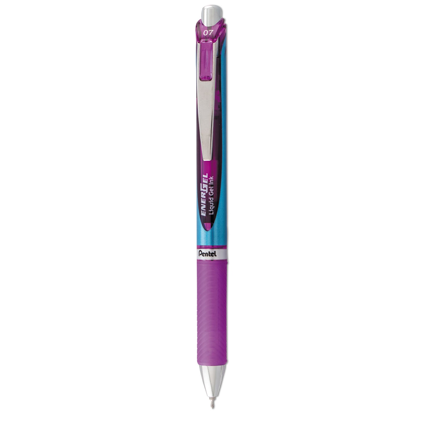 Pentel EnerGel RTX Gel Pen, Retractable, Medium 0.7 mm Needle Tip, Violet Ink, Violet/Blue Barrel (BLN77V)