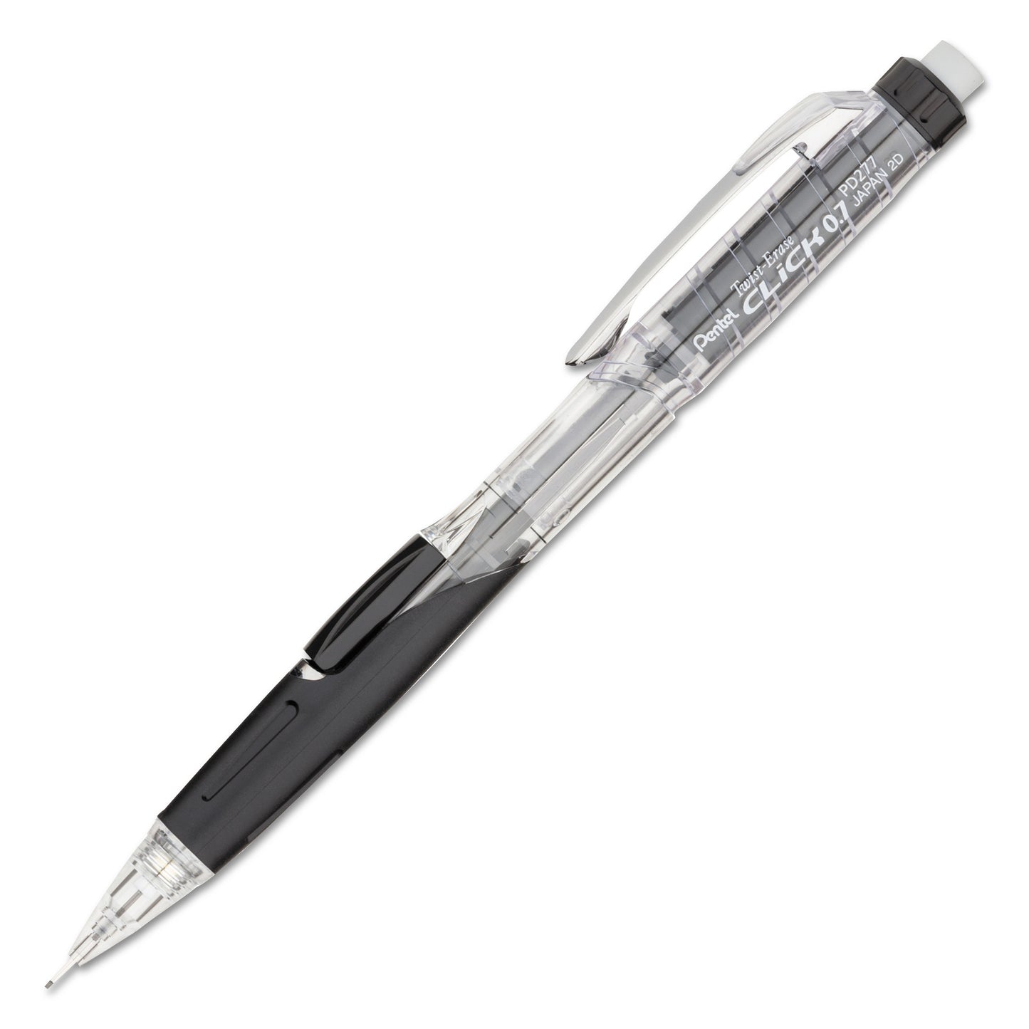 Pentel Twist-Erase CLICK Mechanical Pencil, 0.7 mm, HB (#2), Black Lead, Black Barrel (PD277TA)
