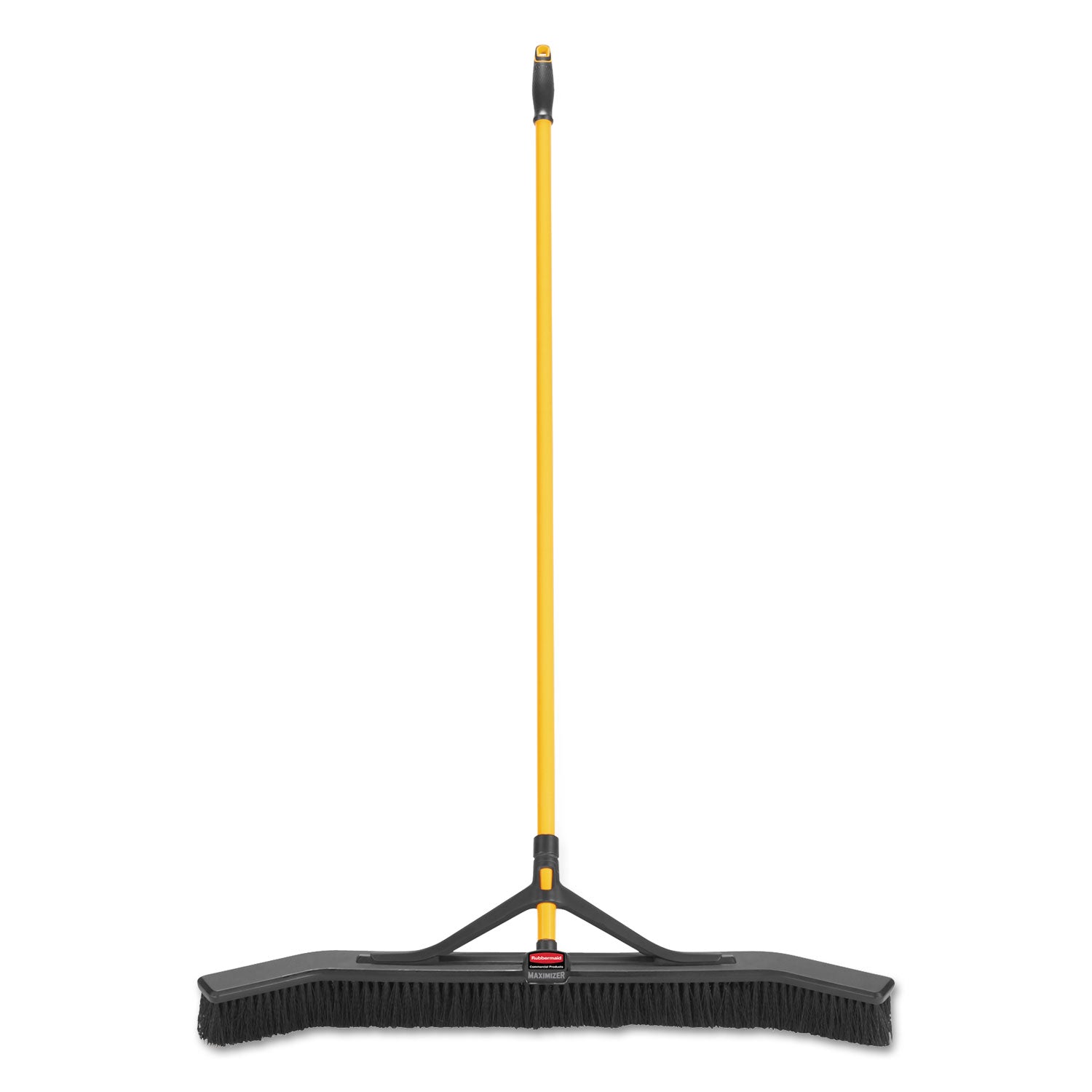 Rubbermaid Commercial Maximizer Push-to-Center Broom, Poly Bristles, 36 x 58.13, Steel Handle, Yellow/Black (2018728)