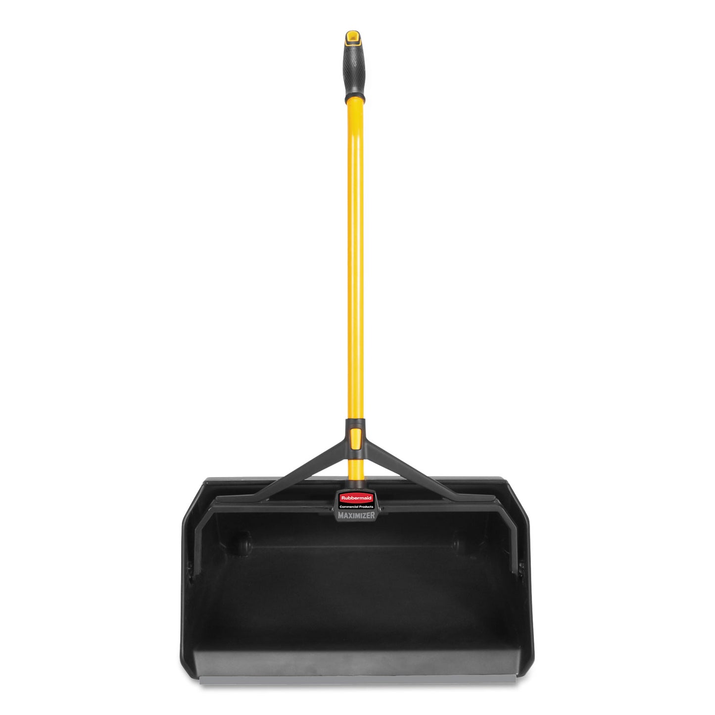 Rubbermaid Commercial Maximizer Heavy-Duty Stand Up Debris Pan, 20.44w x 29h, Plastic, Yellow/Black (2018781)