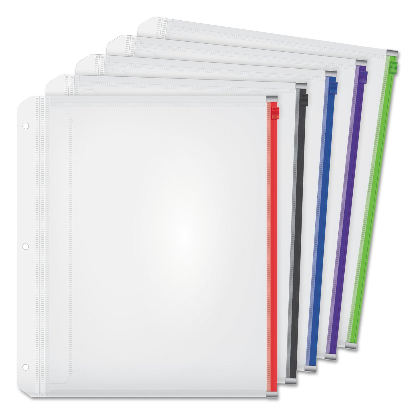 Cardinal Expanding Zipper Binder Pocket, 8.5 x 11, Assorted Colors, 5/Pack (14650)