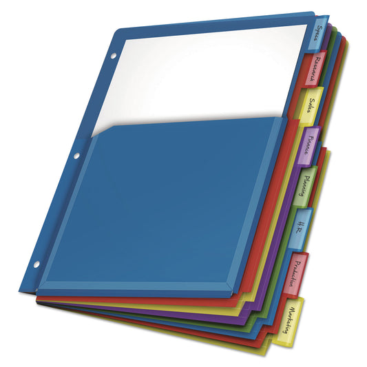 Cardinal Expanding Pocket Index Dividers, 8-Tab, 11 x 8.5, Assorted, 1 Set (84013)