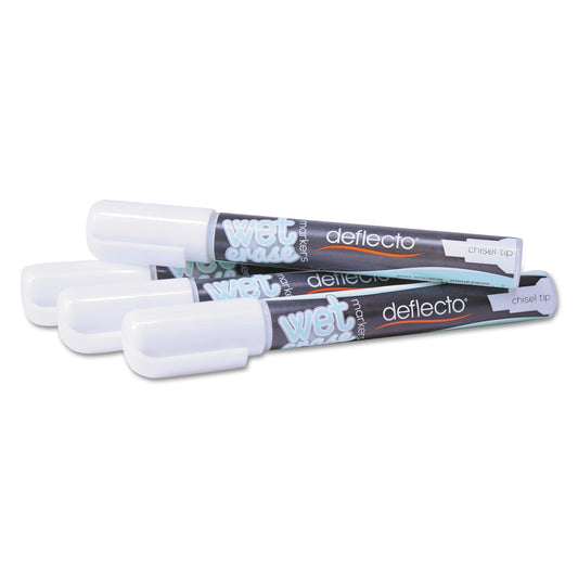 Deflecto Wet Erase Markers, Medium Chisel Tip, White, 4/Pack (SMA510V4WT)