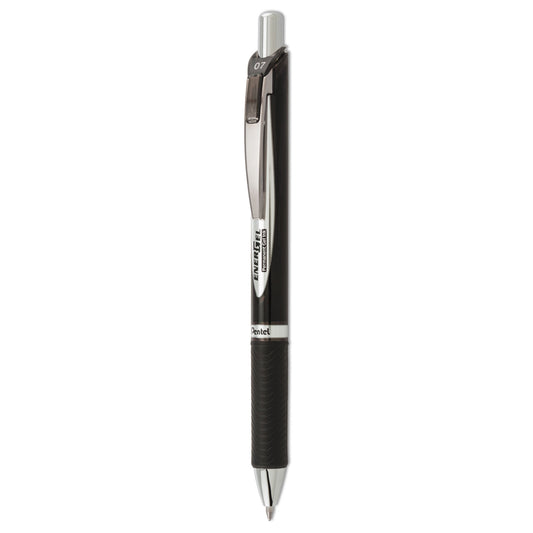 Pentel EnerGel PRO Permanent Ink Hybrid Gel Pen, Retractable, Medium 0.7 mm, Black Ink, Black Barrel (BLP77A)