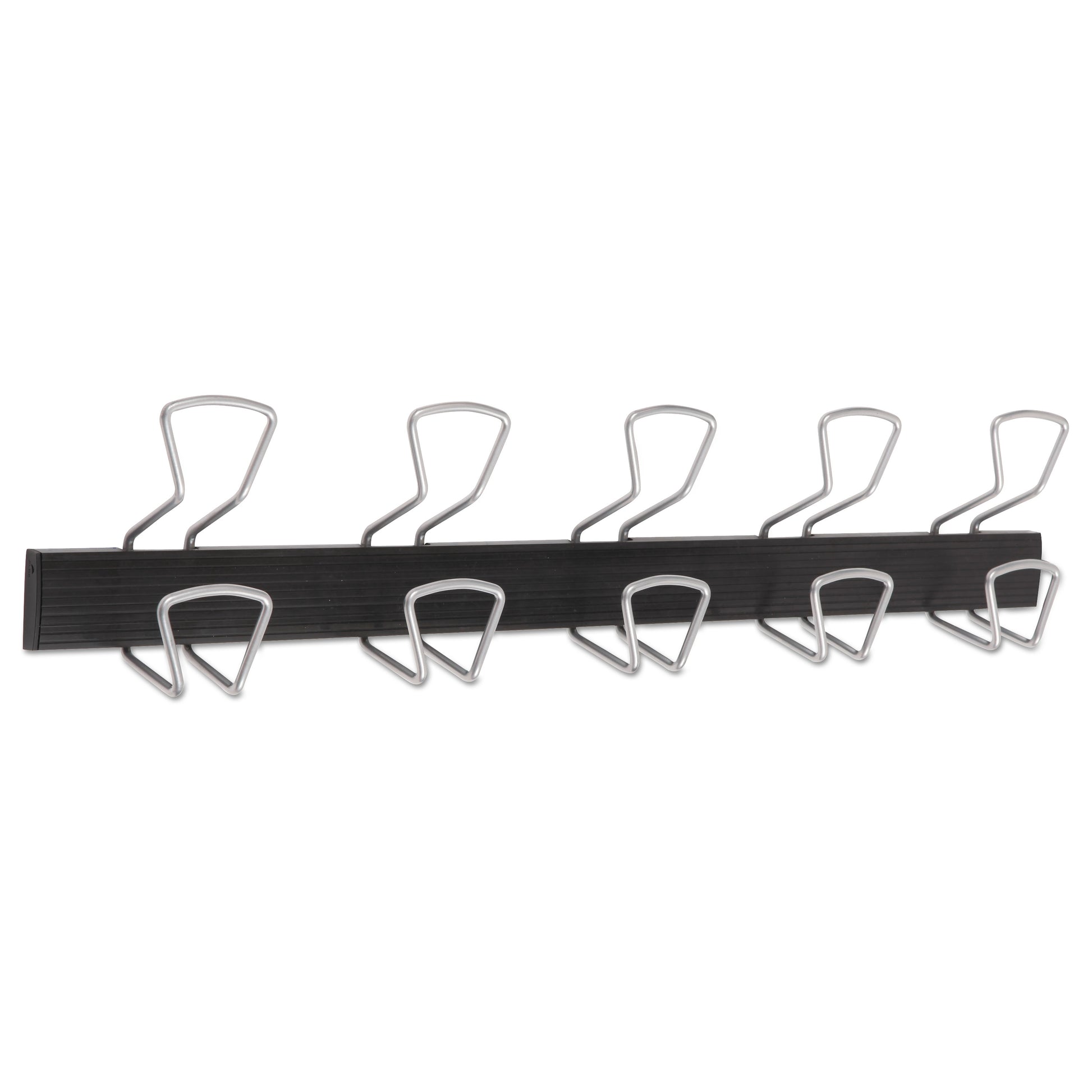 Alba Wall-Mount Coat Hooks, 29.92 x 2.95 x 6.45, Metal, Silver, 22 lb Capacity (PMPRO5M)