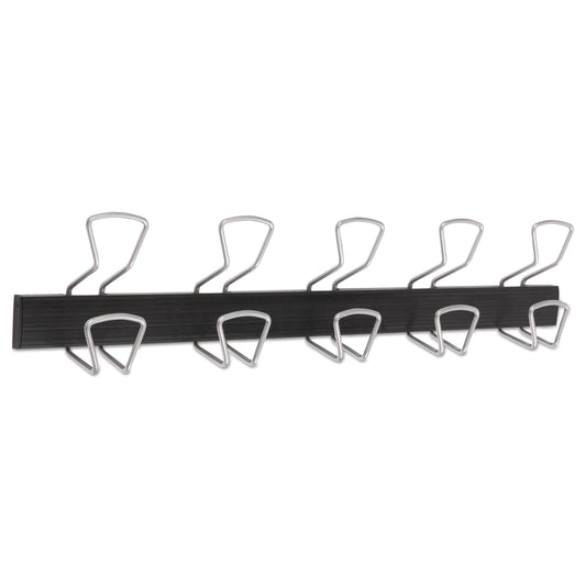 Alba Wall-Mount Coat Hooks, 29.92 x 2.95 x 6.45, Metal, Silver, 22 lb Capacity (PMPRO5M)