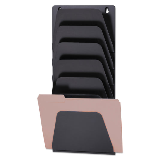 Officemate Wall File Holder, 7 Sections, Legal/Letter Size, 9.43" x 2.88" x 22.38", Black (21505)