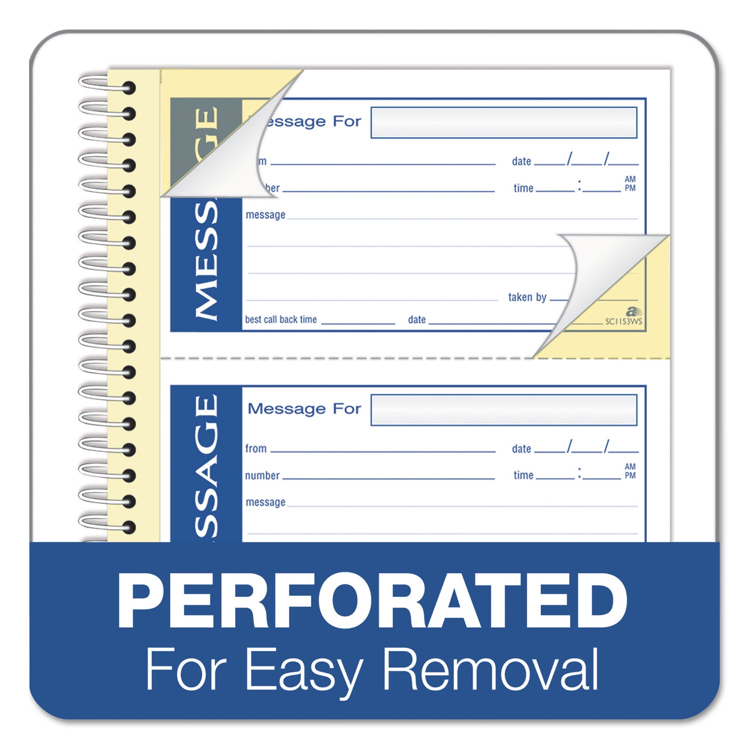 Adams Write 'n Stick Phone Message Book, Two-Part Carbonless, 4.75 x 2.75, 4 Forms/Sheet, 200 Forms Total (SC1153WS)