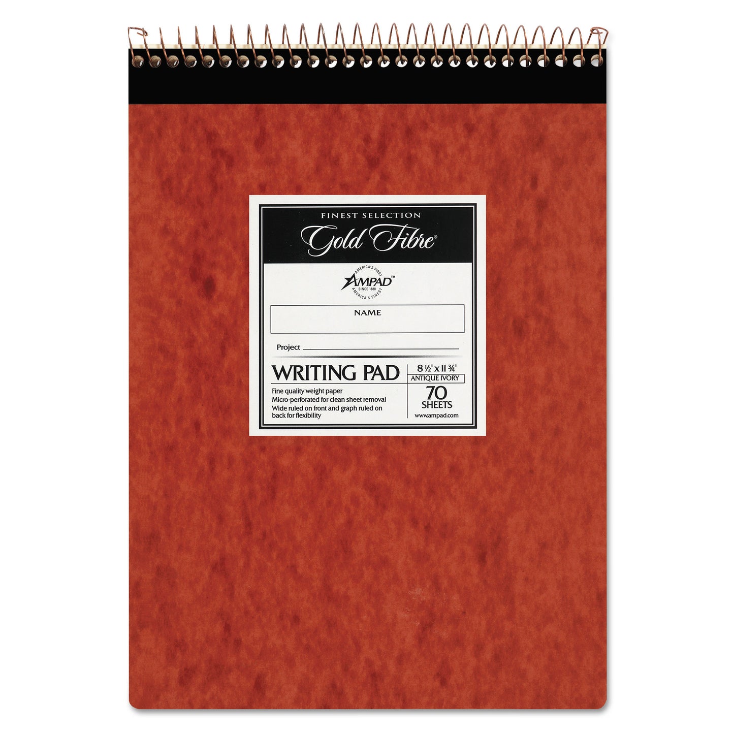 Ampad Gold Fibre Retro Wirebound Writing Pads, Wide/Legal and Quadrille Rule, Red Cover, 70 White 8.5 x 11.75 Sheets (20008R)