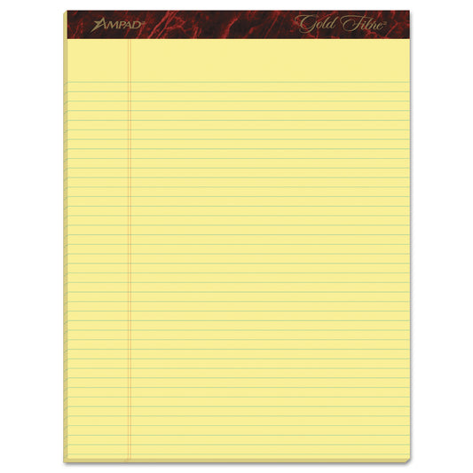 Ampad Gold Fibre Quality Writing Pads, Narrow Rule, 50 Canary-Yellow 8.5 x 11.75 Sheets, Dozen (20022)