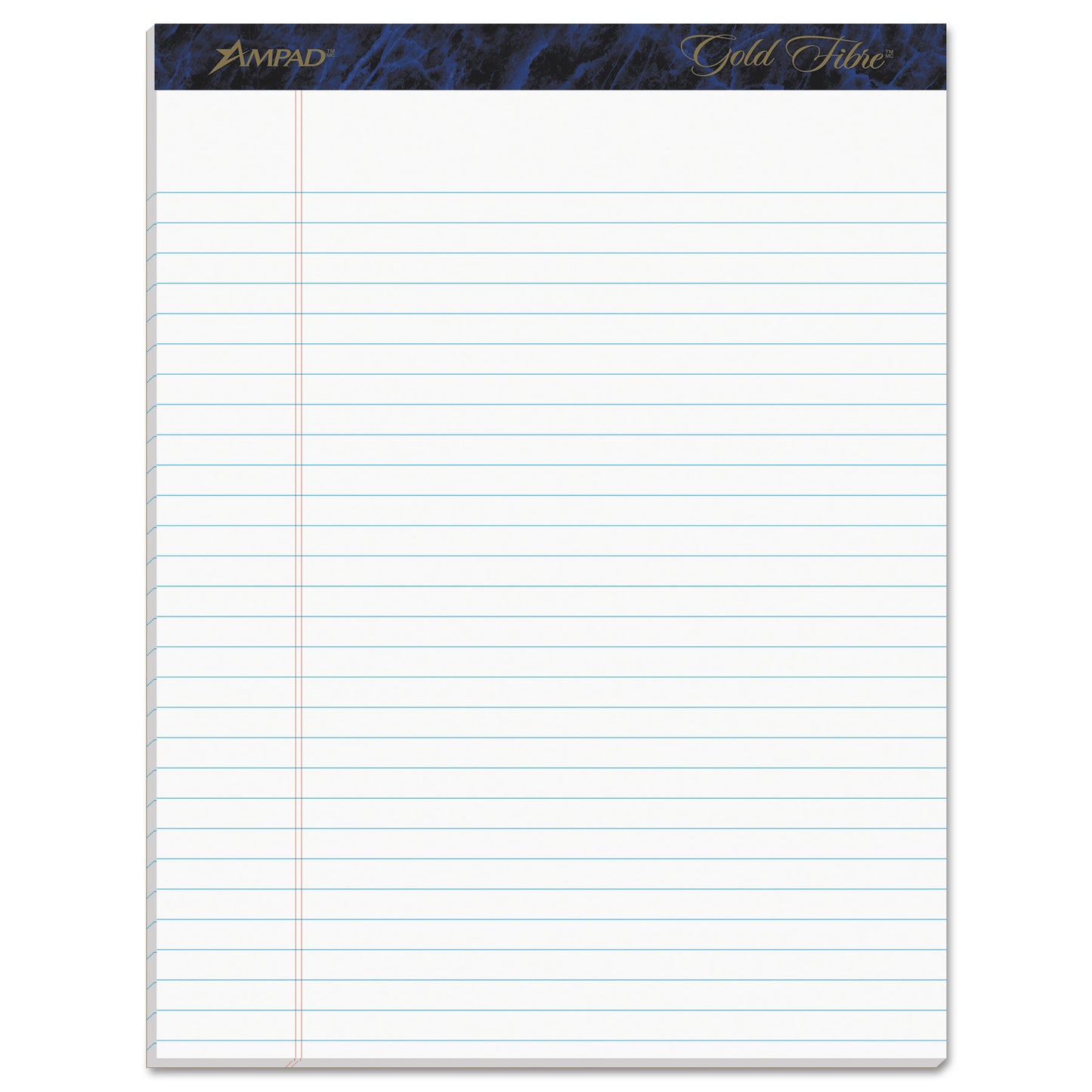 Ampad Gold Fibre Quality Writing Pads, Wide/Legal Rule, 50 White 8.5 x 11.75 Sheets, Dozen (20070)