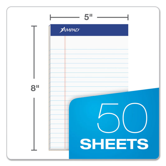 Ampad Recycled Writing Pads, Narrow Rule, Politex Green Kelsu Headband, 50 White 5 x 8 Sheets, Dozen (20154)