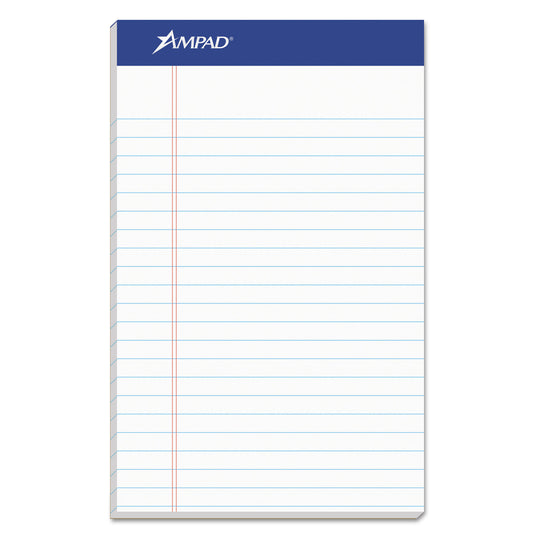 Ampad Recycled Writing Pads, Narrow Rule, Politex Green Kelsu Headband, 50 White 5 x 8 Sheets, Dozen (20154)