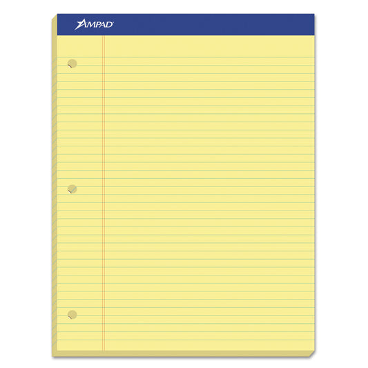 Ampad Double Sheet Pads, Medium/College Rule, 100 Canary-Yellow 8.5 x 11.75 Sheets (20223)