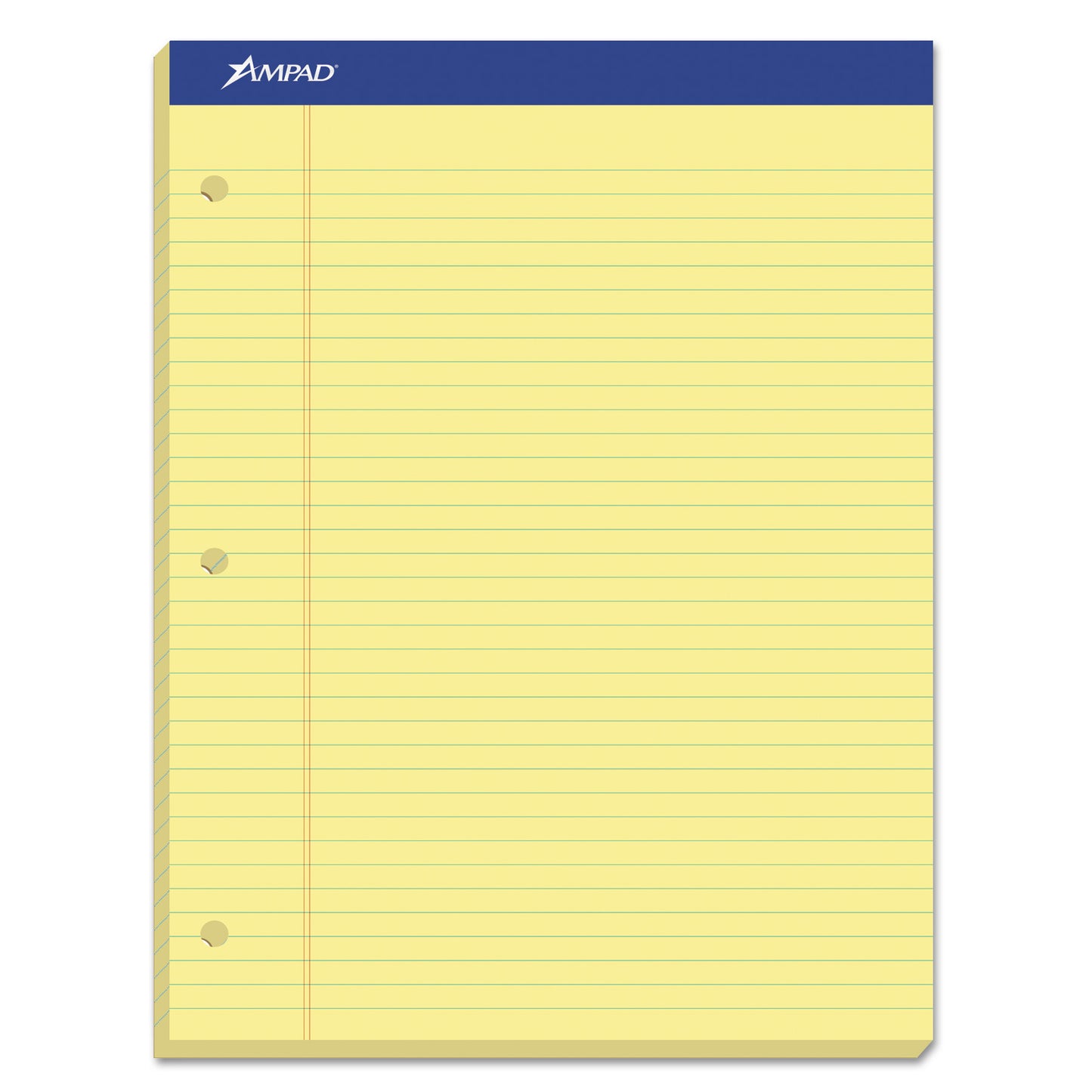 Ampad Double Sheet Pads, Wide/Legal Rule, 100 Canary-Yellow 8.5 x 11.75 Sheets (20243)