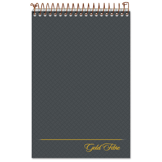 Ampad Gold Fibre Steno Pads, Gregg Rule, Designer Diamond Pattern Gray/Gold Cover, 100 White 6 x 9 Sheets (20808)