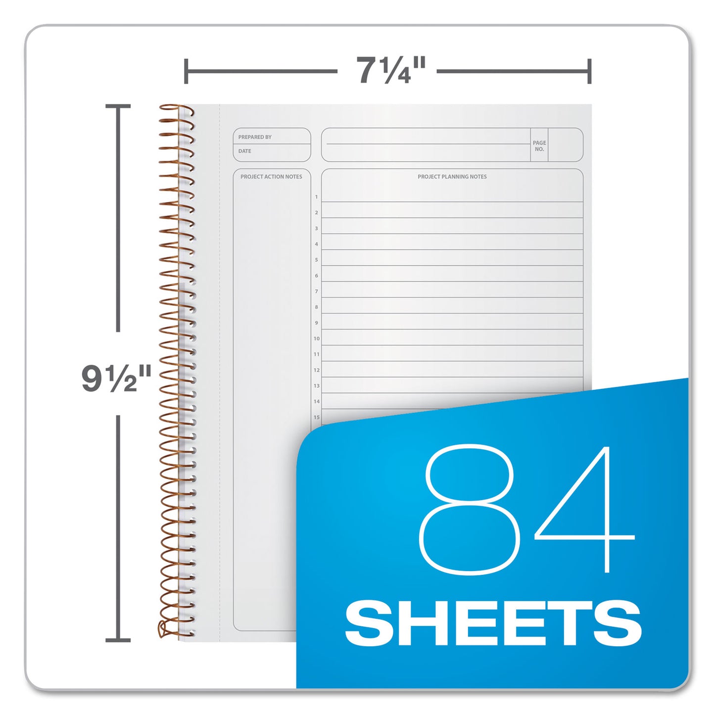 Ampad Gold Fibre Wirebound Project Notes Book, 1-Subject, Project-Management Format, Green Cover, (84) 9.5 x 7.25 Sheets (20816)