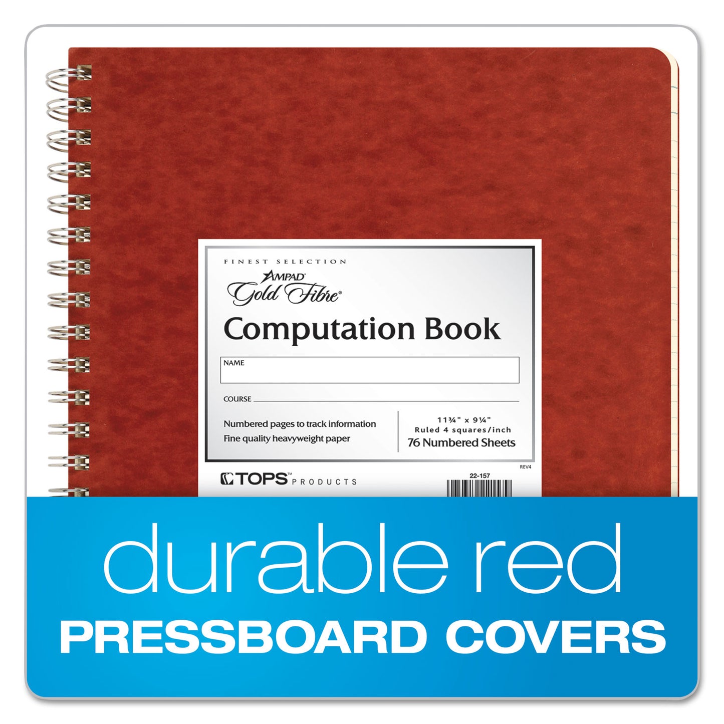 Ampad Computation Book, Quadrille Rule (4 sq/in), Brown Cover, (76) 11.75 x 9.25 Sheets (22157)