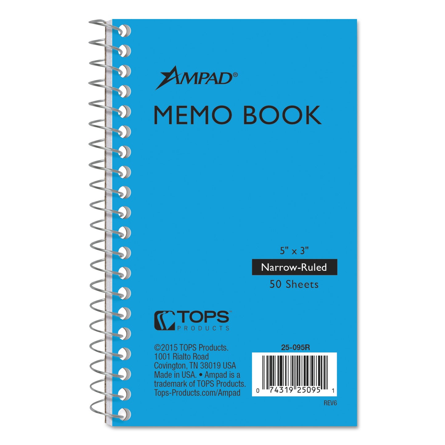 Ampad Memo Books, Narrow Rule, Randomly Assorted Cover Color, (50) 5 x 3 Sheets (25095)