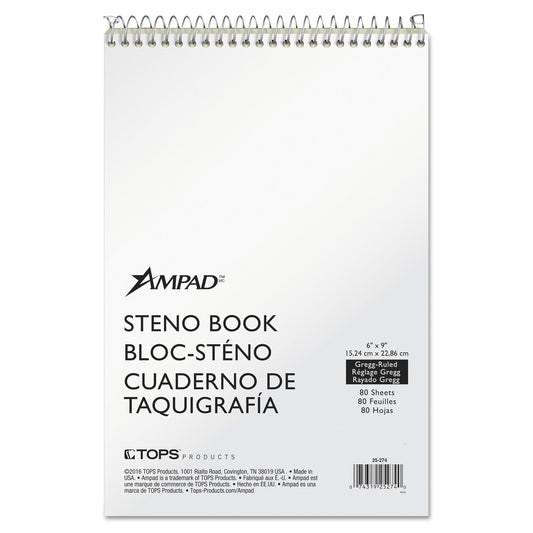 Ampad Steno Pads, Gregg Rule, Tan Cover, 80 Green-Tint 6 x 9 Sheets (25274)