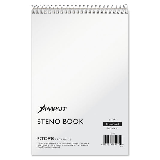 Ampad Steno Pads, Gregg Rule, Tan Cover, 70 White 6 x 9 Sheets (25472)