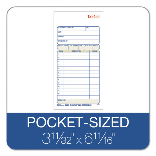 Adams 2-Part Sales Book, 12 Lines, Two-Part Carbon, 3.38 x 6.69, 50 Forms Total (DC3705)