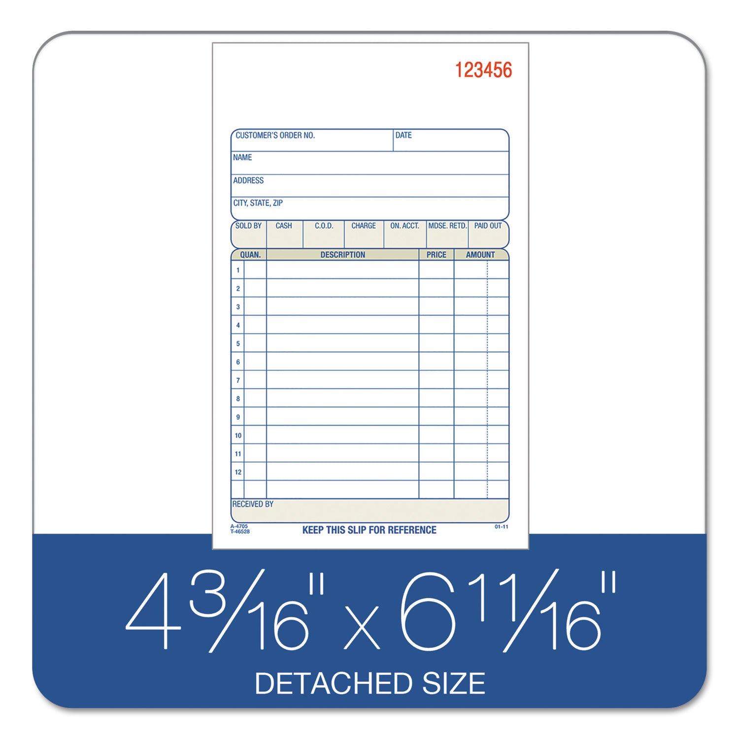 Adams 2-Part Sales Book, 12 Lines, Two-Part Carbon, 6.69 x 4.19, 50 Forms Total (DC4705)