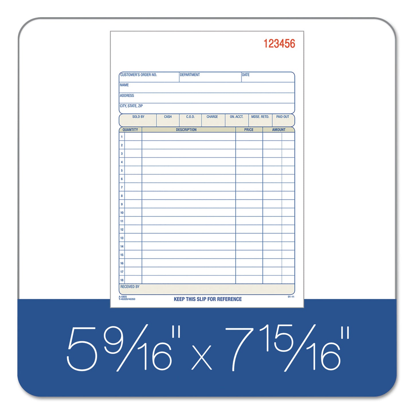 Adams 2-Part Sales Book, 18 Lines, Two-Part Carbon, 7.94 x 5.56, 50 Forms Total (DC5805)