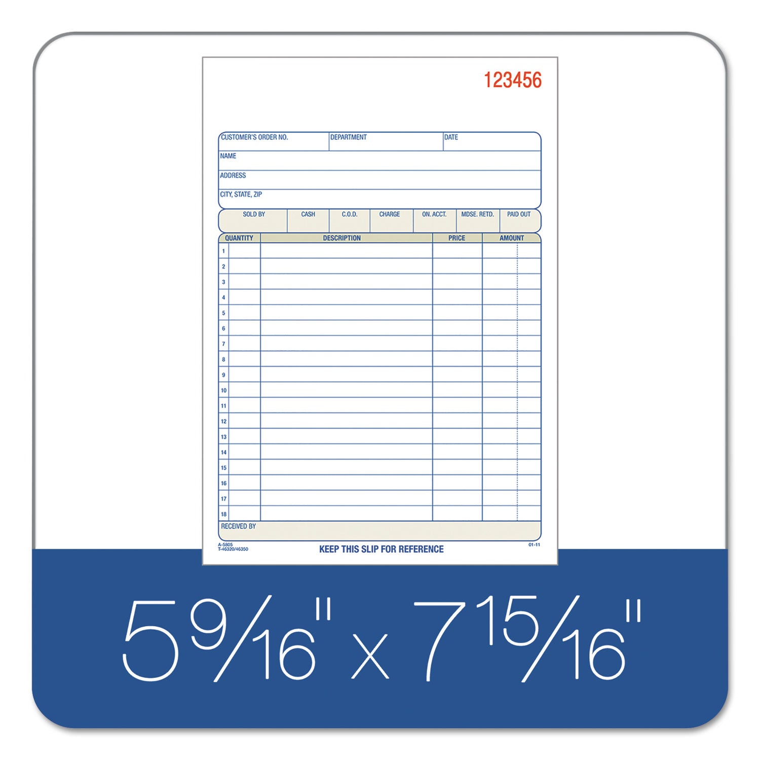 Adams 2-Part Sales Book, 18 Lines, Two-Part Carbon, 7.94 x 5.56, 50 Forms Total (DC5805)