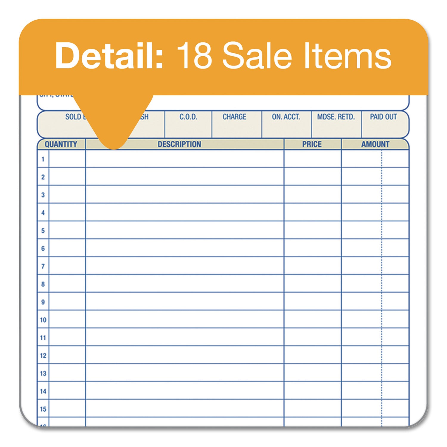 Adams 2-Part Sales Book, 18 Lines, Two-Part Carbon, 7.94 x 5.56, 50 Forms Total (DC5805)