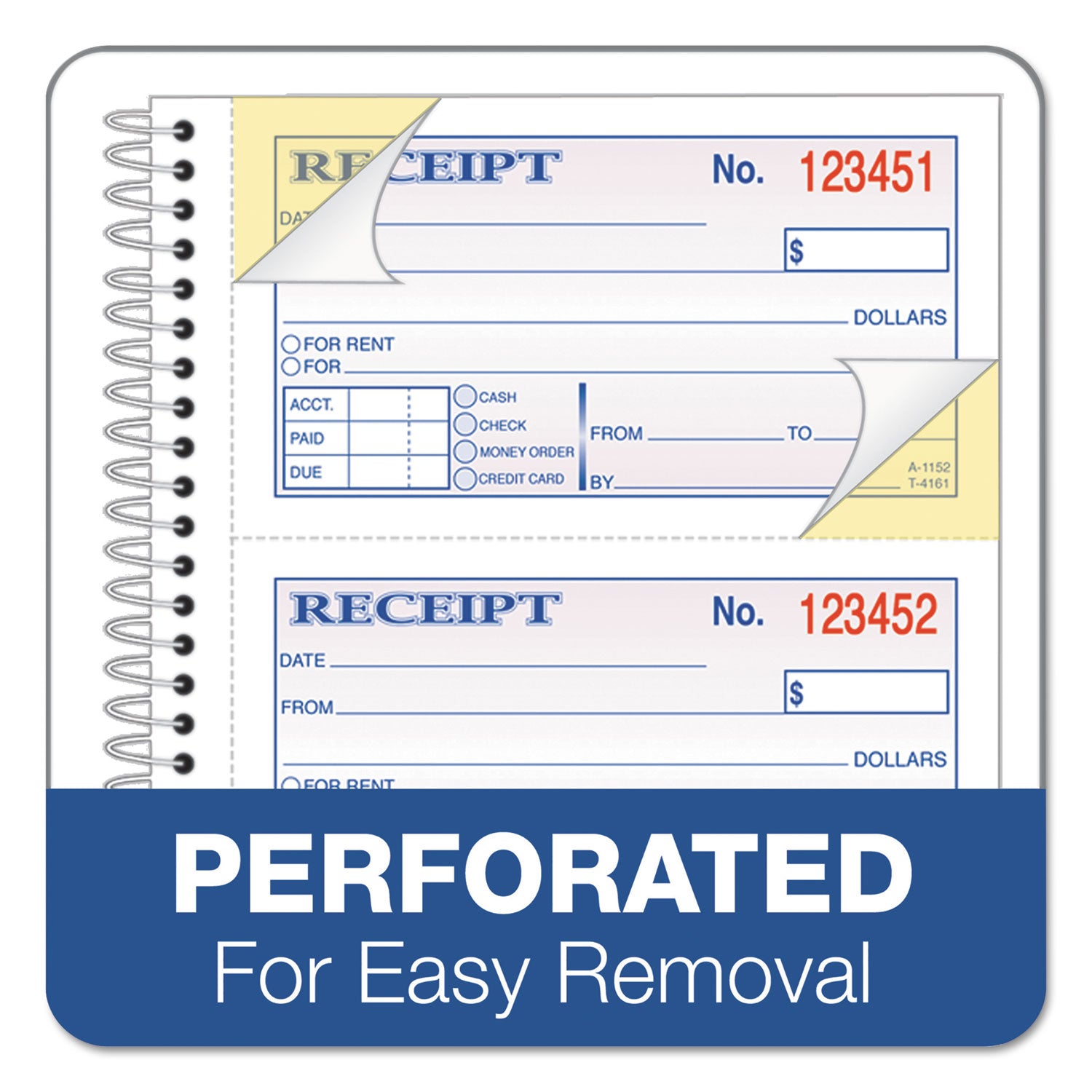 Adams 2-Part Receipt Book, Two-Part Carbonless, 4.75 x 2.75, 4 Forms/Sheet, 200 Forms Total (SC1152)