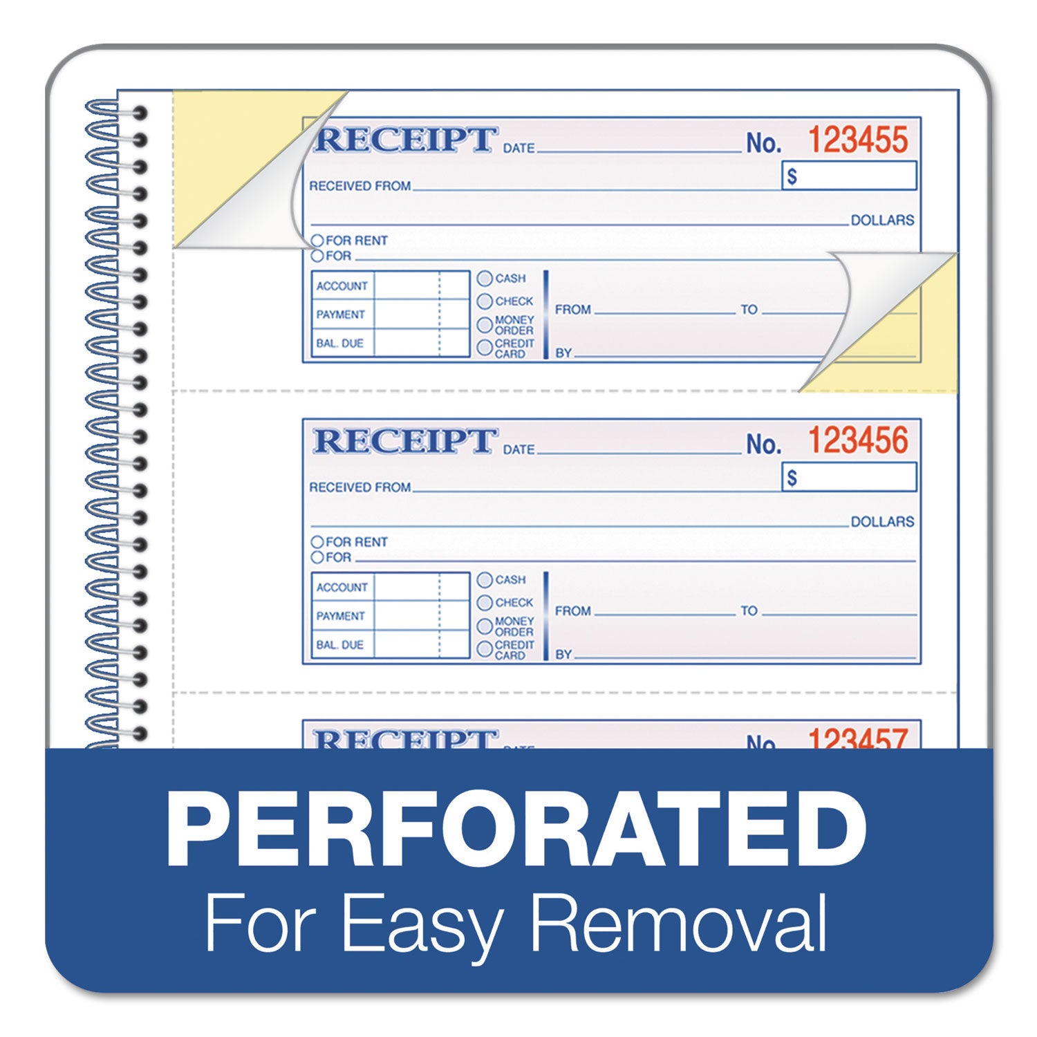 Adams TOPS Money/Rent Receipt Book, Two-Part Carbon, 7 x 2.75, 4 Forms/Sheet, 200 Forms Total (SC1182)