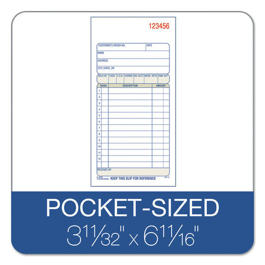 Adams 3-Part Sales Book, Three-Part Carbonless, 3.25 x 7.13, 50 Forms Total (TC3705)