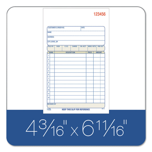 Adams Sales/Order Book, Three-Part Carbonless, 4.19 x 6.69, 50 Forms Total (TC4705)