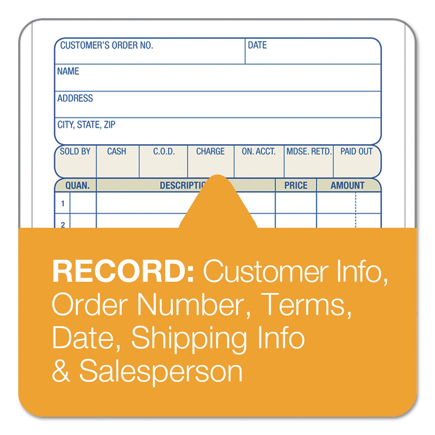 Adams Sales/Order Book, Three-Part Carbonless, 4.19 x 6.69, 50 Forms Total (TC4705)