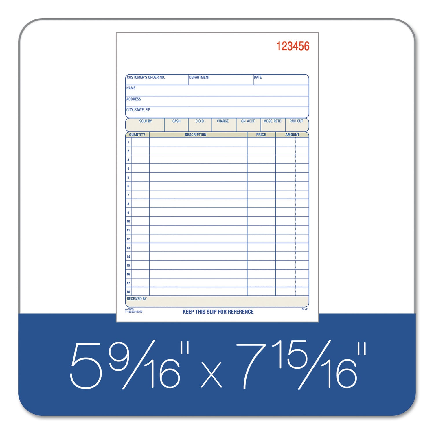 Adams TOPS Sales/Order Book, Three-Part Carbonless, 7.95 x 5.56, 50 Forms Total (TC5805)