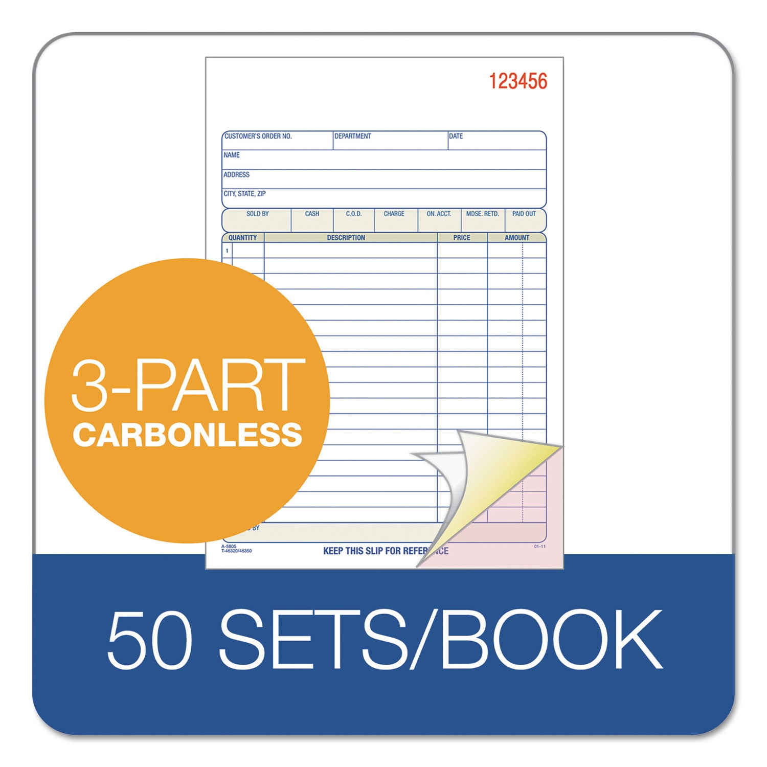 Adams TOPS Sales/Order Book, Three-Part Carbonless, 7.95 x 5.56, 50 Forms Total (TC5805)