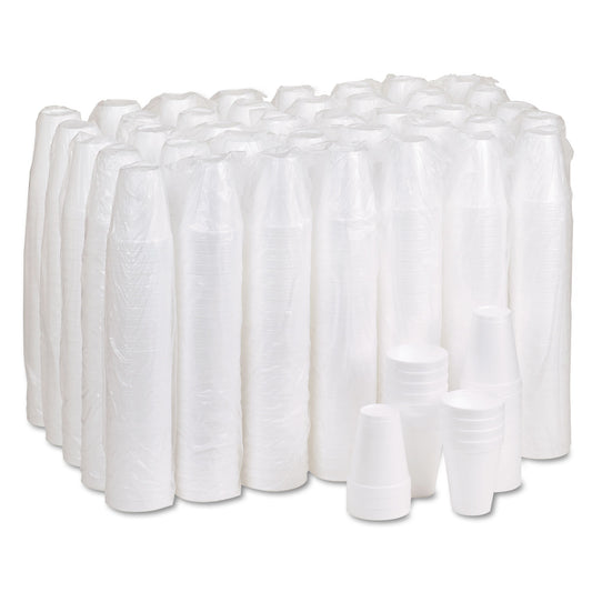 Dart Foam Drink Cups, 10 oz, White, 25/Bag, 40 Bags/Carton (10J10)