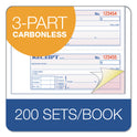 Adams TOPS 3-Part Hardbound Receipt Book, Three-Part Carbonless, 7 x 2.75, 4 Forms/Sheet, 200 Forms Total (TCH1185)