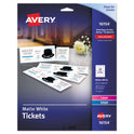 Avery Printable Tickets w/Tear-Away Stubs, 97 Bright, 65 lb Cover Weight, 8.5 x 11, White, 10 Tickets/Sheet, 20 Sheets/Pack (16154)